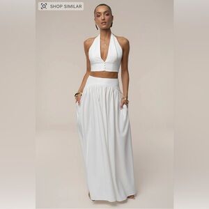 Chic White Halter Skirt Set - IVORY HAVEN SKIRT SET JLUXLABEL